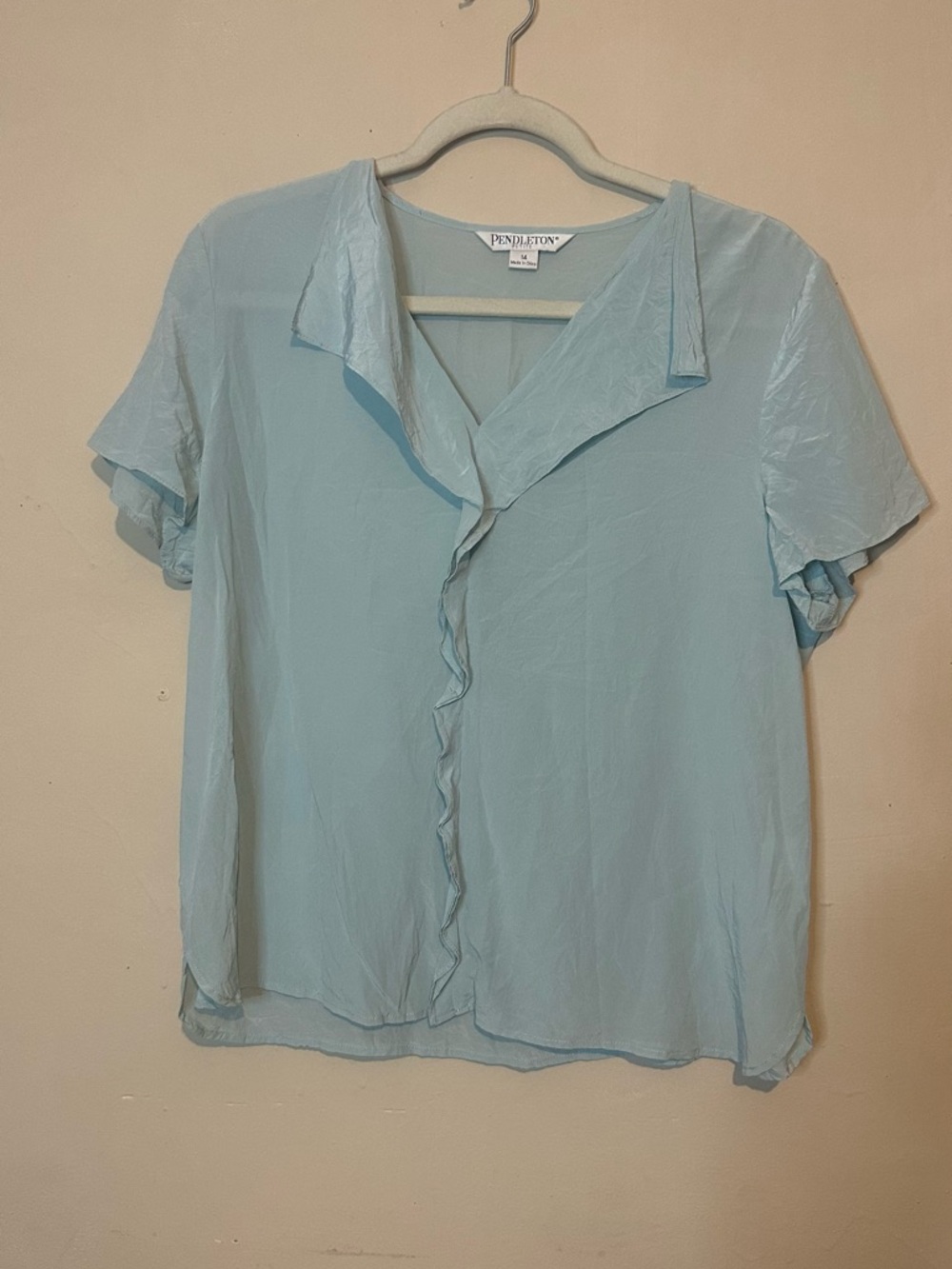 Pendleton petite 14 Light Blue Short Sleeve Blouse - Picture 3 of 5